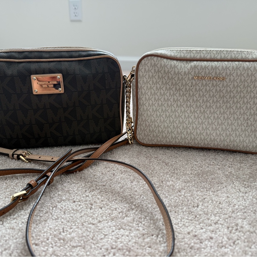Michael Kors Black and Cream Crossbody Bag Duo